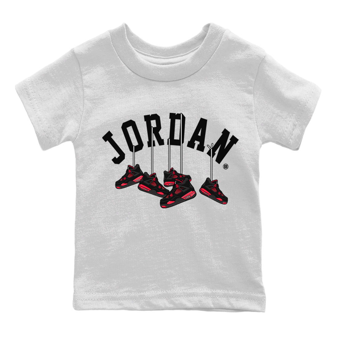 Jordan 4 Red Thunder Sneaker Match Tees Hanging Sneakers Sneaker Tees Jordan 4 Red Thunder Sneaker Release Tees Kids Shirts