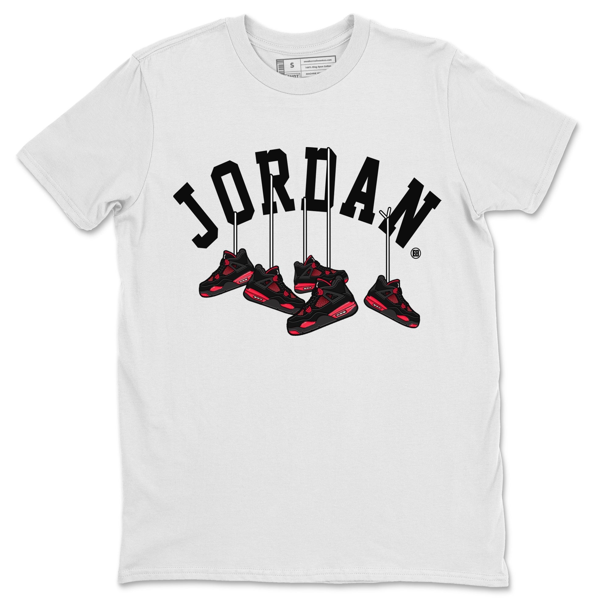 Jordan 4 Red Thunder Sneaker Match Tees Hanging Sneakers Sneaker Tees Jordan 4 Red Thunder Sneaker Release Tees Unisex Shirts