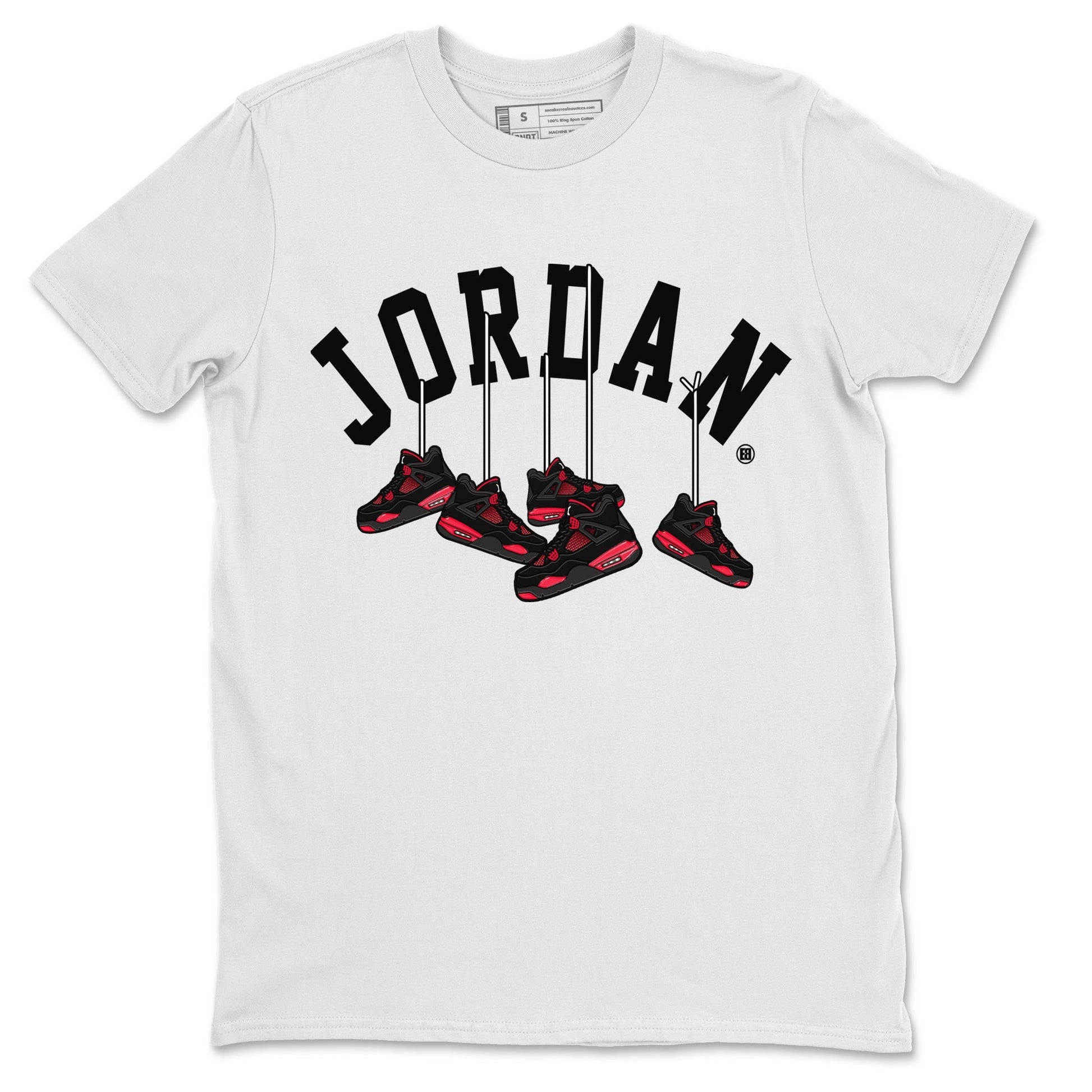 Jordan 4 Red Thunder Sneaker Match Tees Hanging Sneakers Sneaker Tees Jordan 4 Red Thunder Sneaker Release Tees Unisex Shirts