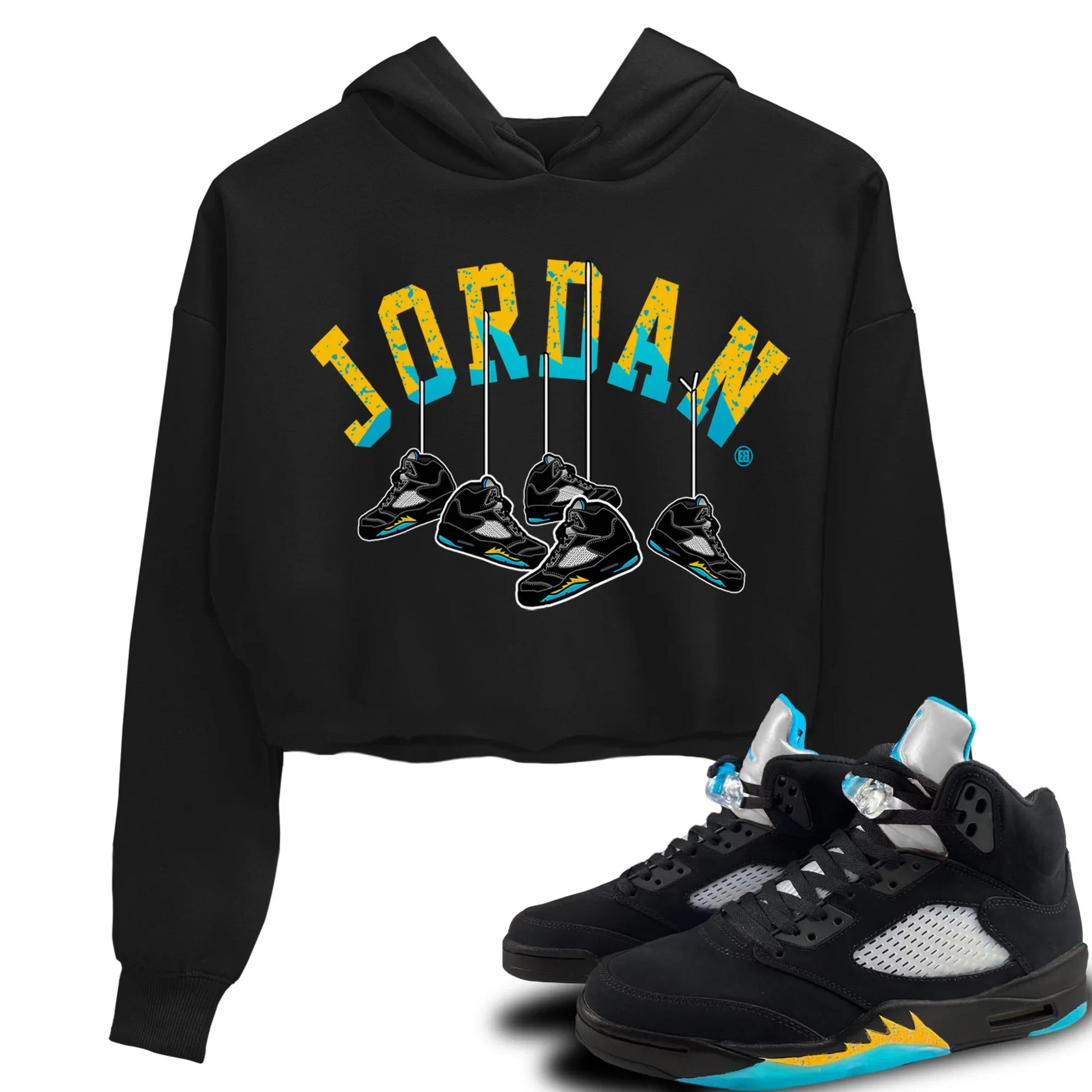 Jordan 5 Aqua Sneaker Match Tees Hanging Sneakers Sneaker Tees Jordan 5 Aqua Sneaker Release Tees Women's Shirts
