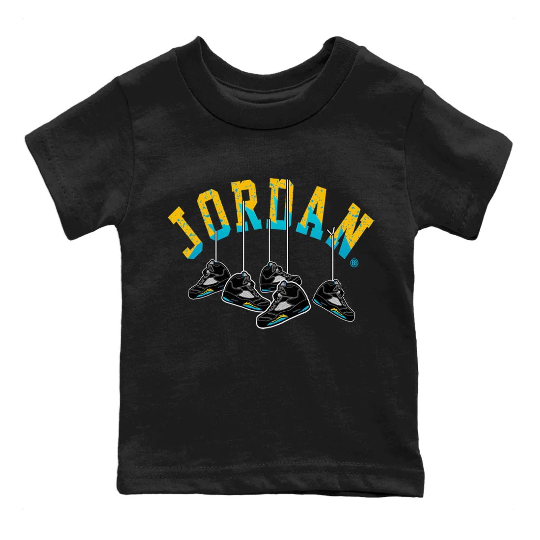 Jordan 5 Aqua Sneaker Match Tees Hanging Sneakers Sneaker Tees Jordan 5 Aqua Sneaker Release Tees Kids Shirts