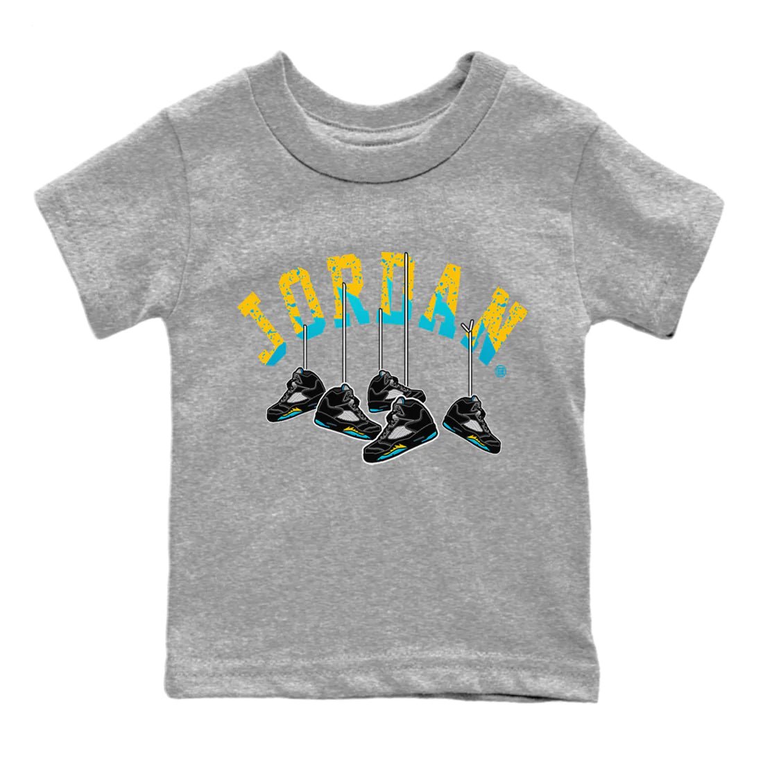 Jordan 5 Aqua Sneaker Match Tees Hanging Sneakers Sneaker Tees Jordan 5 Aqua Sneaker Release Tees Kids Shirts