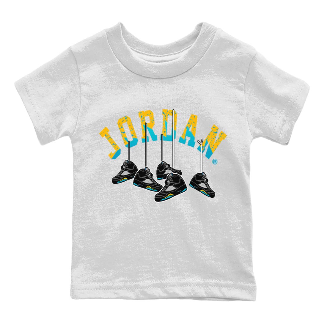 Jordan 5 Aqua Sneaker Match Tees Hanging Sneakers Sneaker Tees Jordan 5 Aqua Sneaker Release Tees Kids Shirts