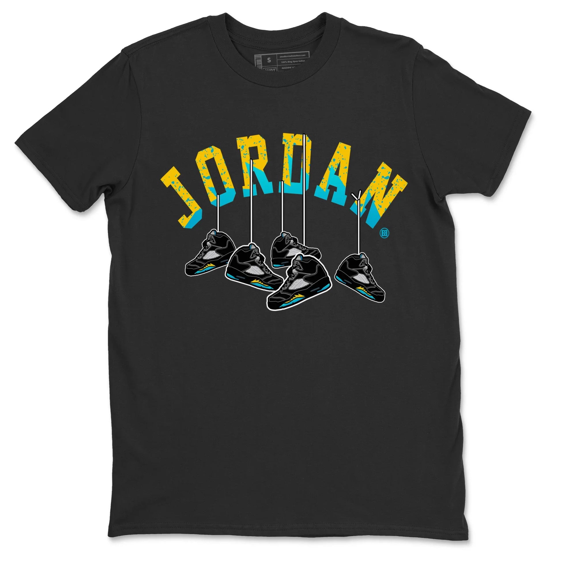 Jordan 5 Aqua Sneaker Match Tees Hanging Sneakers Sneaker Tees Jordan 5 Aqua Sneaker Release Tees Unisex Shirts
