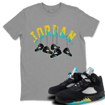 Jordan 5 Aqua Sneaker Match Tees Hanging Sneakers Sneaker Tees Jordan 5 Aqua Sneaker Release Tees Unisex Shirts