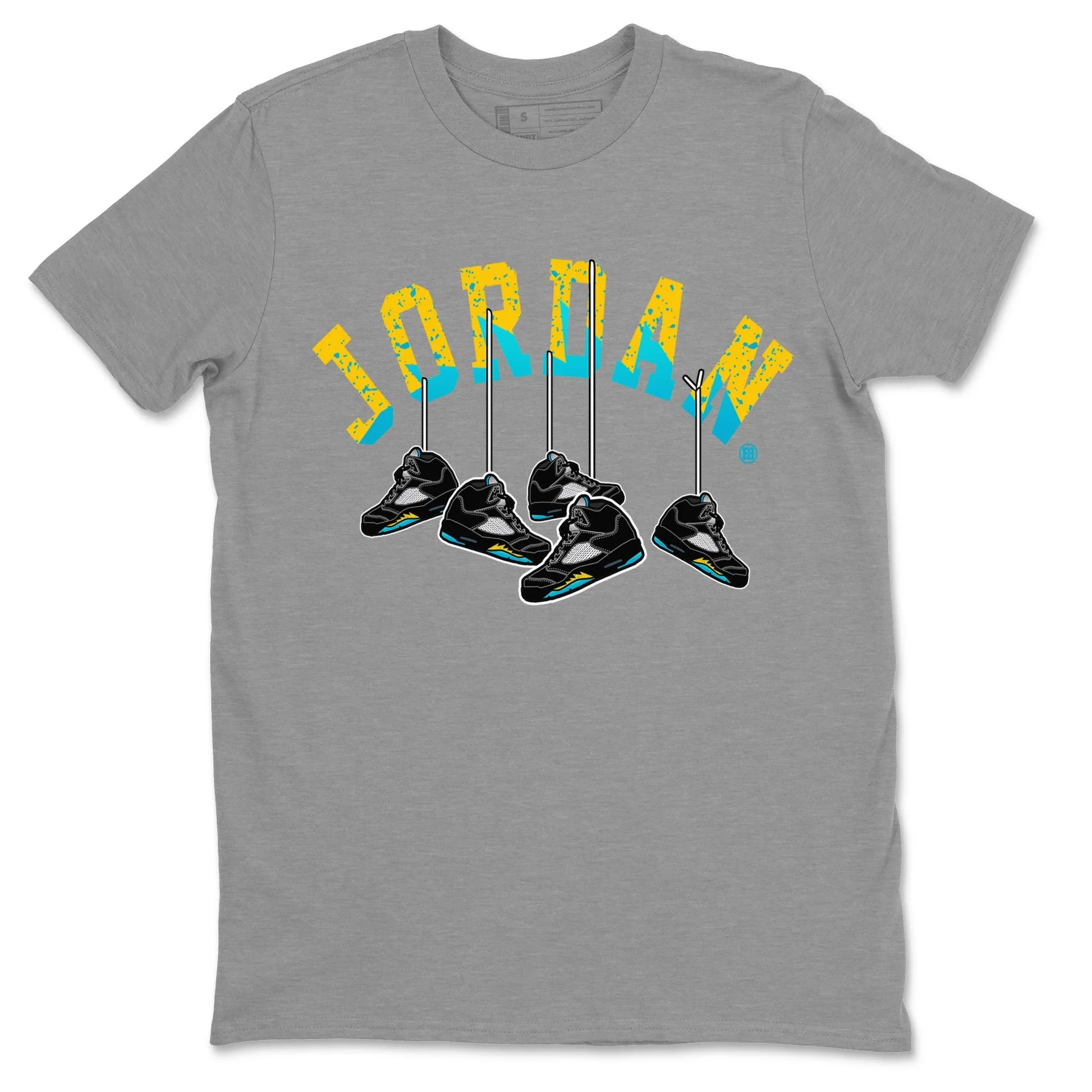Jordan 5 Aqua Sneaker Match Tees Hanging Sneakers Sneaker Tees Jordan 5 Aqua Sneaker Release Tees Unisex Shirts