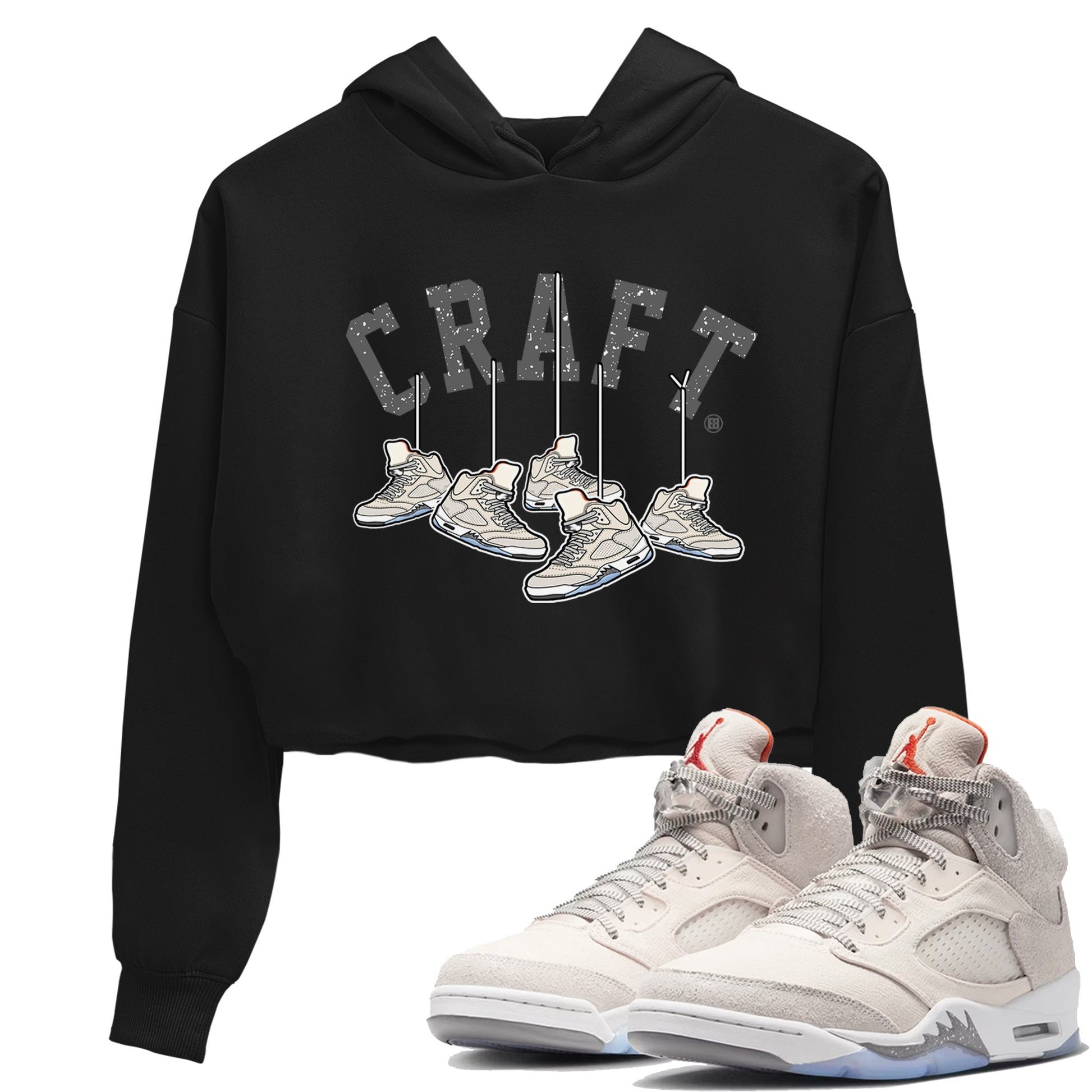 Air Jordan 5 Craft Sneaker Match Tees Hanging Sneakers Sneaker Tees 5s Craft Shirt Women's Shirts Black 1