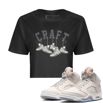 Air Jordan 5 Craft Sneaker Match Tees Hanging Sneakers Sneaker Tees 5s Craft Shirt Women's Shirts Black 1