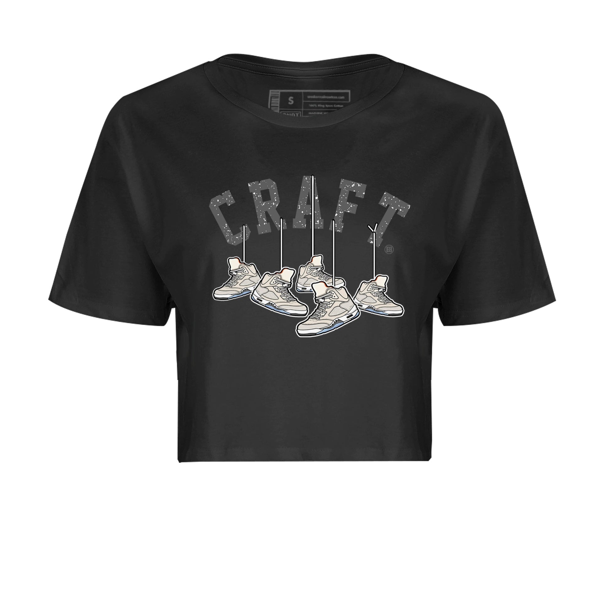 Air Jordan 5 Craft Sneaker Match Tees Hanging Sneakers Sneaker Tees 5s Craft Shirt Women's Shirts Black 2