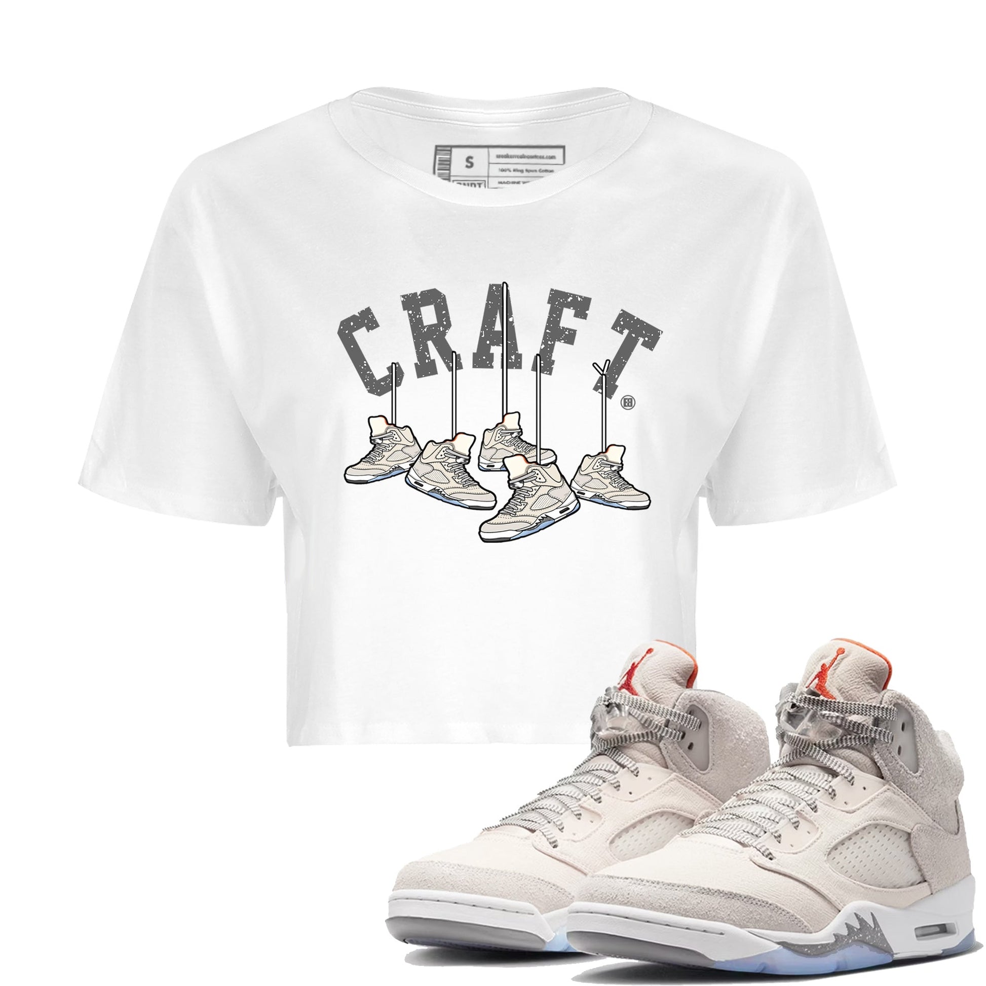 Air Jordan 5 Craft Sneaker Match Tees Hanging Sneakers Sneaker Tees 5s Craft Shirt Women's Shirts White 1