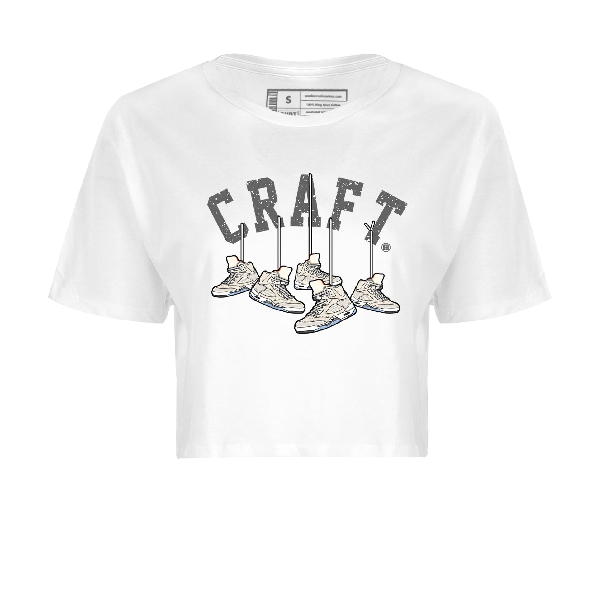 Air Jordan 5 Craft Sneaker Match Tees Hanging Sneakers Sneaker Tees 5s Craft Shirt Women's Shirts White 2