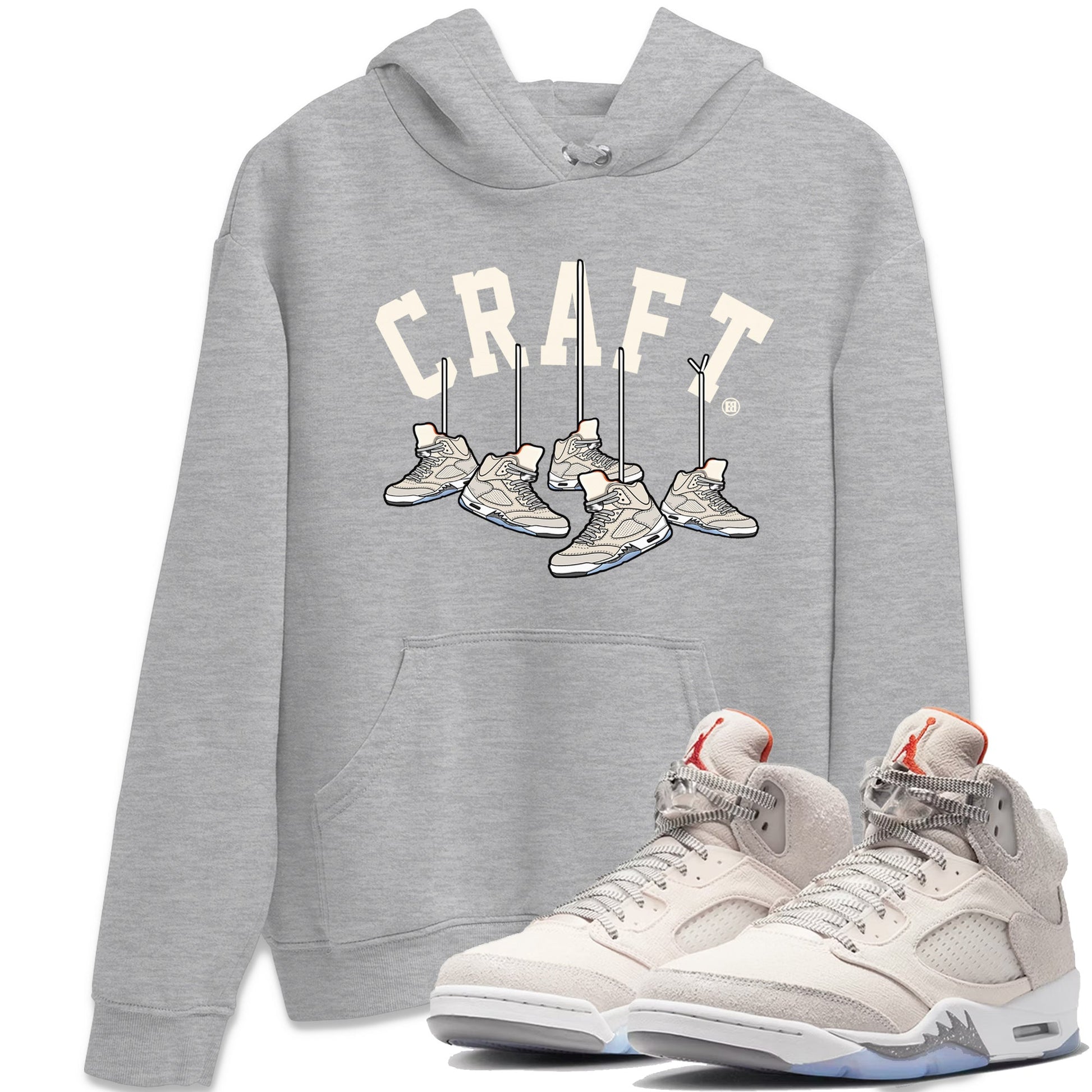 Air Jordan 5 Craft Sneaker Match Tees Hanging Sneakers Sneaker Tees 5s Craft Shirt Unisex Shirts Heather Grey 1