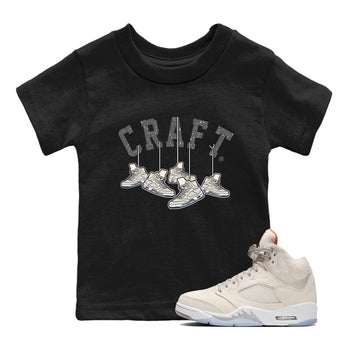 Air Jordan 5 Craft Sneaker Match Tees Hanging Sneakers Sneaker Tees 5s Craft Shirt Kids Shirts Black 1