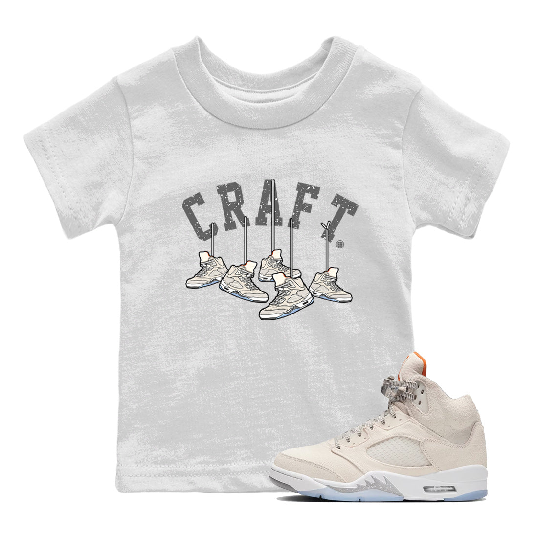 Air Jordan 5 Craft Sneaker Match Tees Hanging Sneakers Sneaker Tees 5s Craft Shirt Kids Shirts White 1