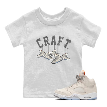 Air Jordan 5 Craft Sneaker Match Tees Hanging Sneakers Sneaker Tees 5s Craft Shirt Kids Shirts White 1