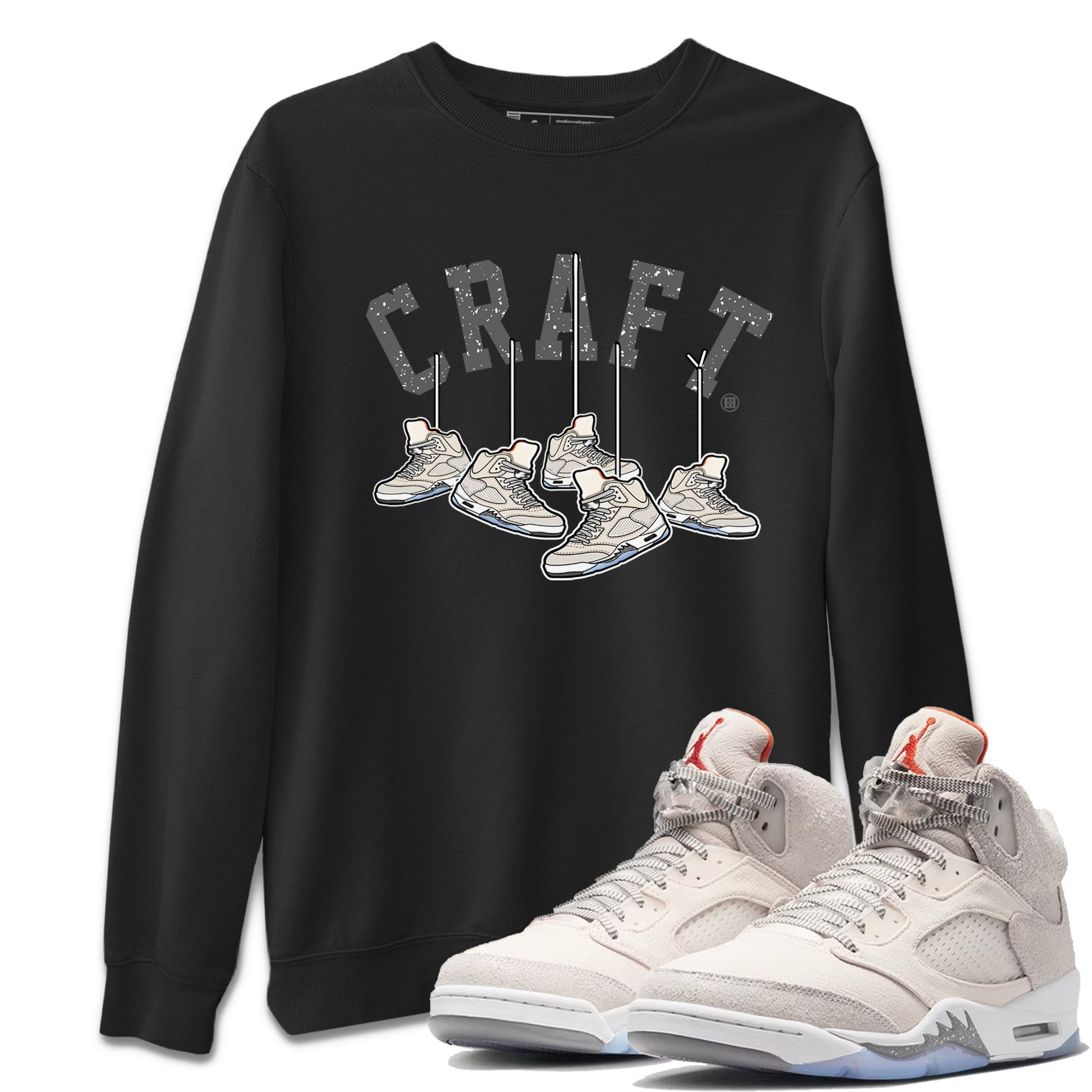 Air Jordan 5 Craft Sneaker Match Tees Hanging Sneakers Sneaker Tees 5s Craft Shirt Unisex Shirts Black 1