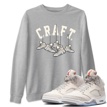 Air Jordan 5 Craft Sneaker Match Tees Hanging Sneakers Sneaker Tees 5s Craft Shirt Unisex Shirts Heather Grey 1