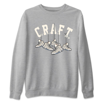 Air Jordan 5 Craft Sneaker Match Tees Hanging Sneakers Sneaker Tees 5s Craft Shirt Unisex Shirts Heather Grey 2