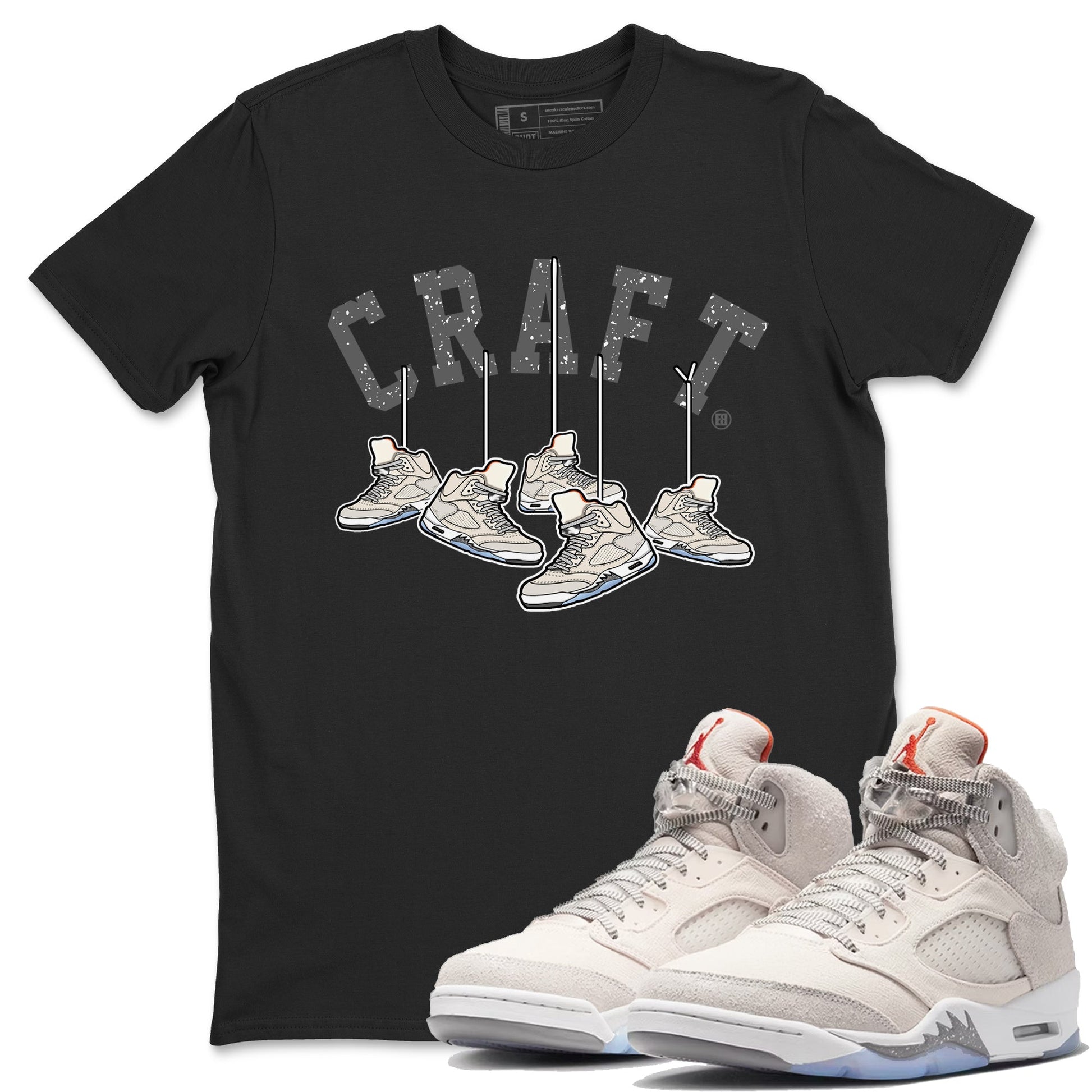 Air Jordan 5 Craft Sneaker Match Tees Hanging Sneakers Sneaker Tees 5s Craft Shirt Unisex Shirts Black 1