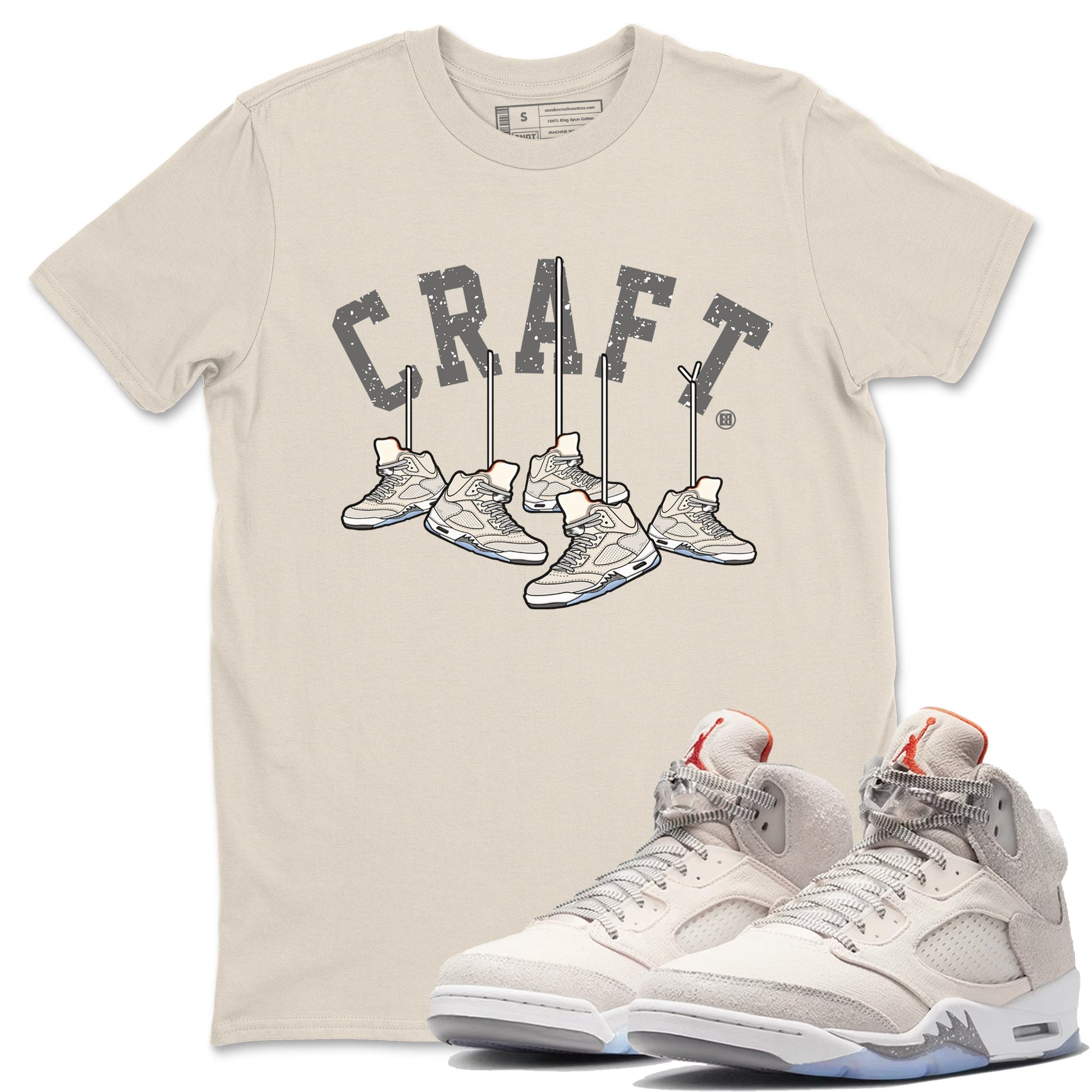 Air Jordan 5 Craft Sneaker Match Tees Hanging Sneakers Sneaker Tees 5s Craft Shirt Unisex Shirts Natural 1