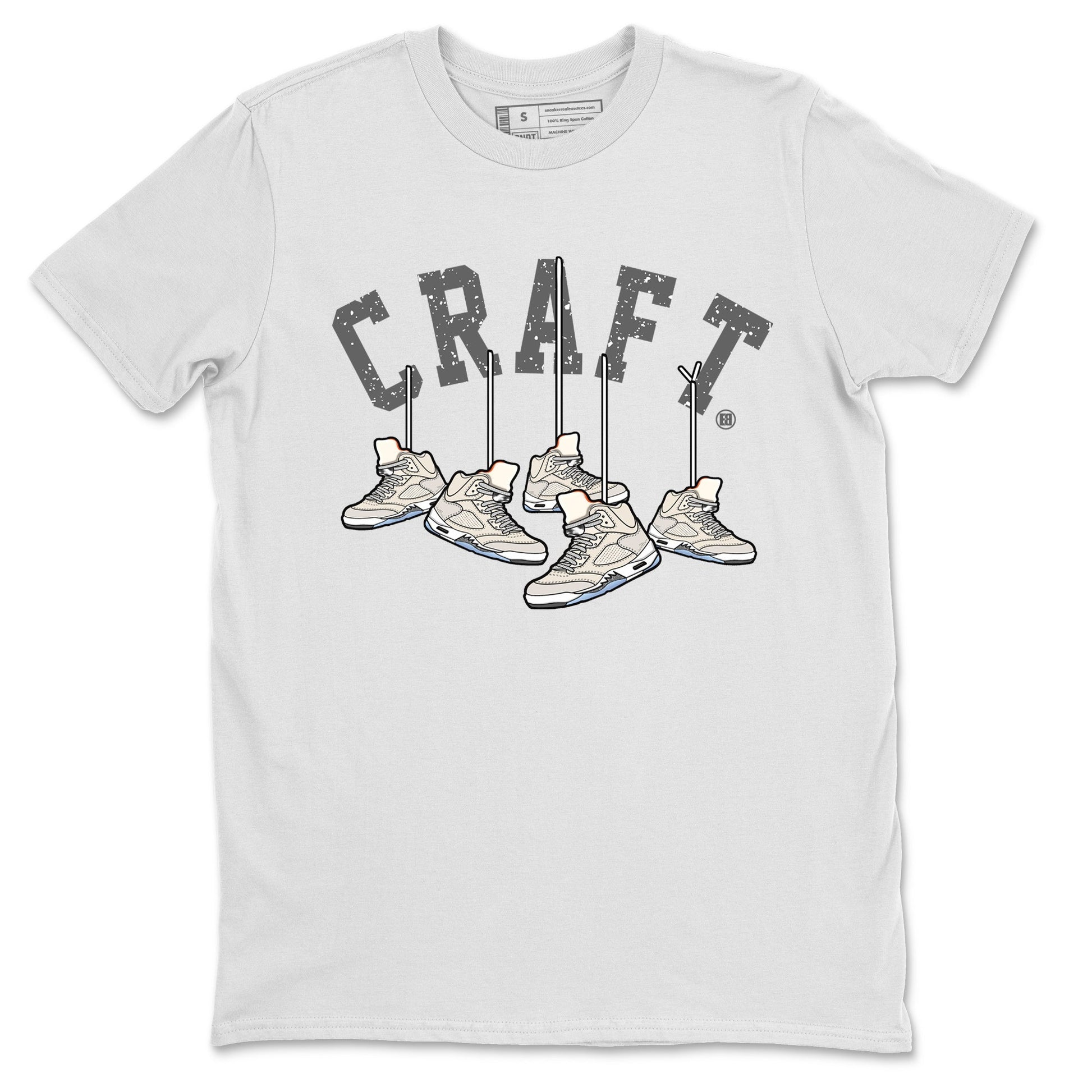 Air Jordan 5 Craft Sneaker Match Tees Hanging Sneakers Sneaker Tees 5s Craft Shirt Unisex Shirts White 2