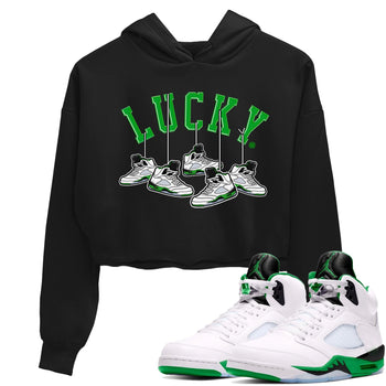 AJ5 Retro Lucky Green shirt to match jordans Hanging Sneakers sneaker tees Air Jordan 5 Retro Lucky Green SNRT Sneaker Tees Casual Crew Neck T-Shirt Black 1 Crop T-Shirt