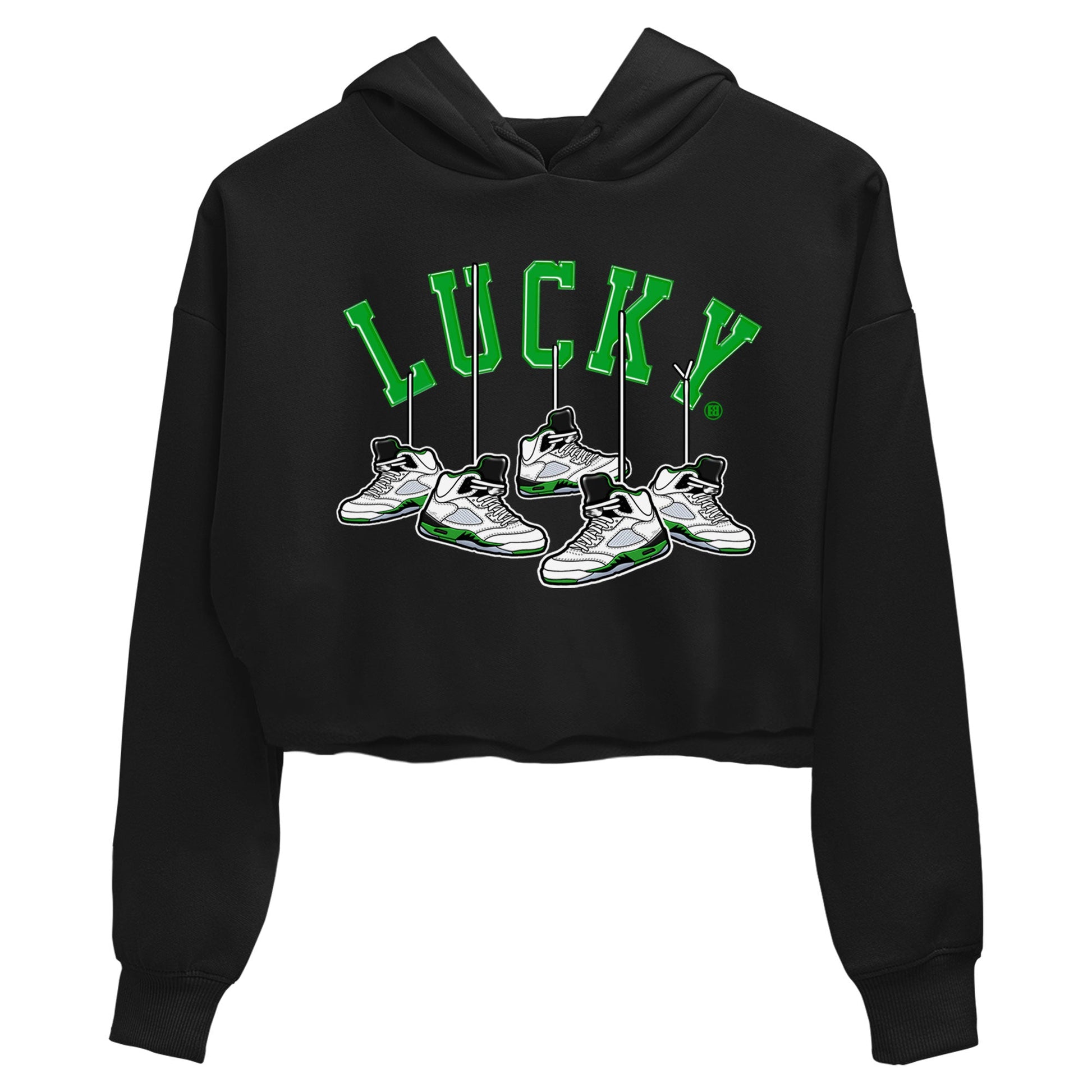 AJ5 Retro Lucky Green shirt to match jordans Hanging Sneakers sneaker tees Air Jordan 5 Retro Lucky Green SNRT Sneaker Tees Casual Crew Neck T-Shirt Black 2 Crop T-Shirt