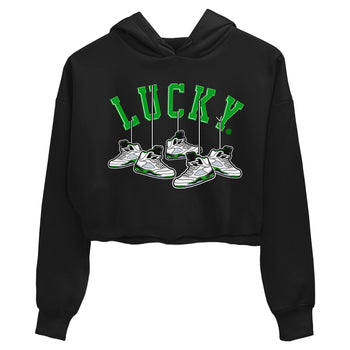 AJ5 Retro Lucky Green shirt to match jordans Hanging Sneakers sneaker tees Air Jordan 5 Retro Lucky Green SNRT Sneaker Tees Casual Crew Neck T-Shirt Black 2 Crop T-Shirt