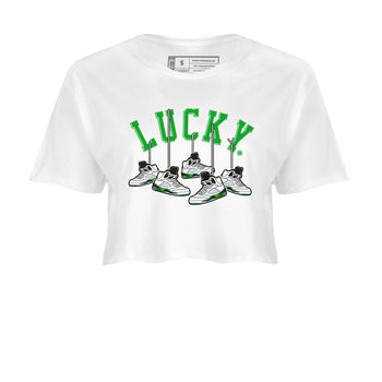 AJ5 Retro Lucky Green shirt to match jordans Hanging Sneakers sneaker tees Air Jordan 5 Retro Lucky Green SNRT Sneaker Tees Casual Crew Neck T-Shirt White 2 Crop T-Shirt