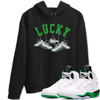 AJ5 Retro Lucky Green shirt to match jordans Hanging Sneakers sneaker tees Air Jordan 5 Retro Lucky Green SNRT Sneaker Tees Casual Crew Neck T-Shirt Unisex Black 1 T-Shirt