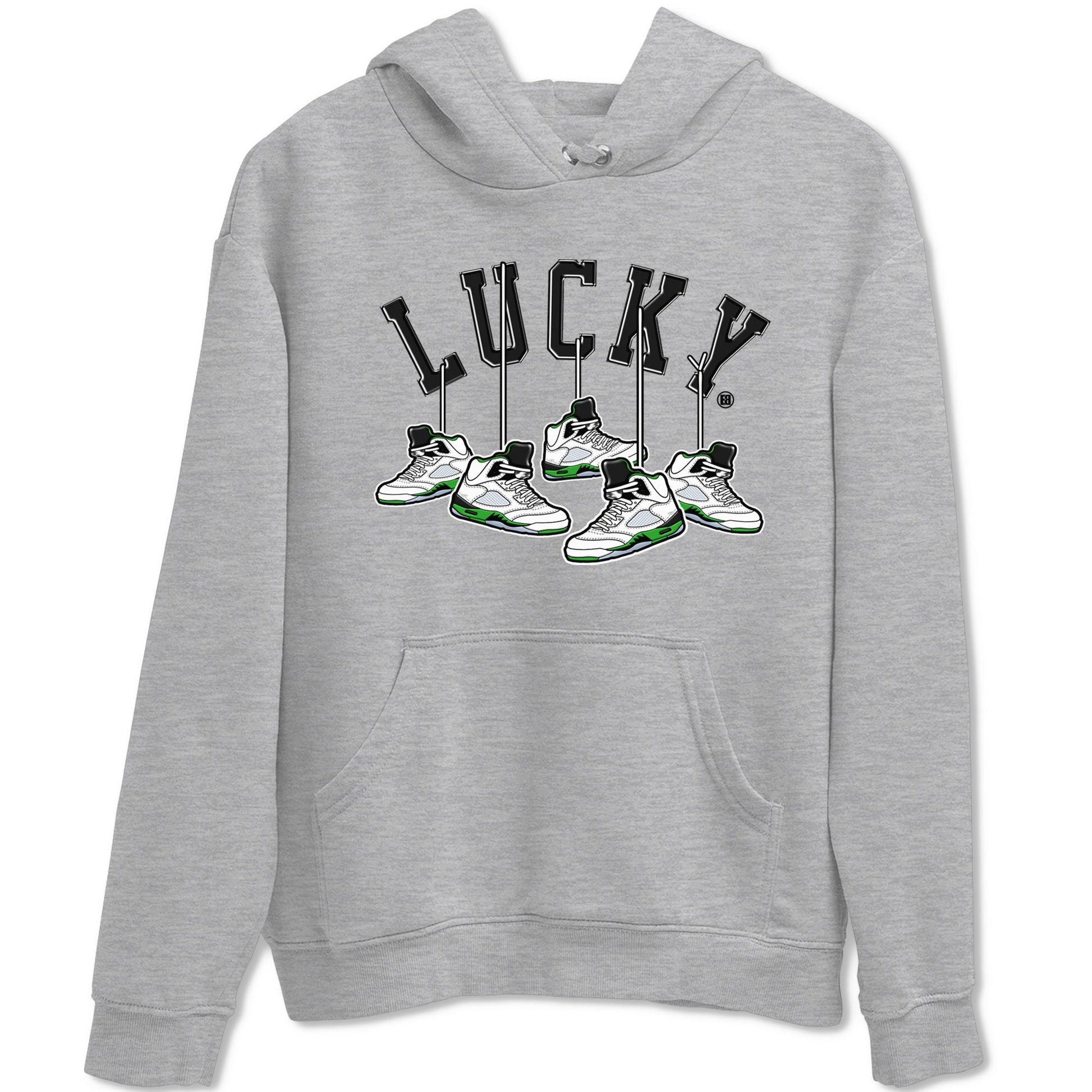 AJ5 Retro Lucky Green shirt to match jordans Hanging Sneakers sneaker tees Air Jordan 5 Retro Lucky Green SNRT Sneaker Tees Casual Crew Neck T-Shirt Unisex Heather Grey 2 T-Shirt