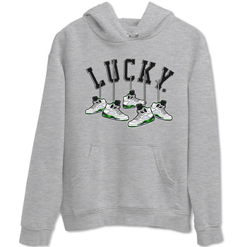 AJ5 Retro Lucky Green shirt to match jordans Hanging Sneakers sneaker tees Air Jordan 5 Retro Lucky Green SNRT Sneaker Tees Casual Crew Neck T-Shirt Unisex Heather Grey 2 T-Shirt