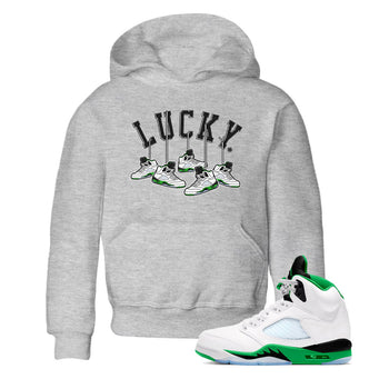 AJ5 Retro Lucky Green shirt to match jordans Hanging Sneakers sneaker tees Air Jordan 5 Retro Lucky Green SNRT Sneaker Tees Casual Crew Neck T-Shirt Baby Toddler Heather Grey 1 T-Shirt