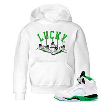 AJ5 Retro Lucky Green shirt to match jordans Hanging Sneakers sneaker tees Air Jordan 5 Retro Lucky Green SNRT Sneaker Tees Casual Crew Neck T-Shirt Baby Toddler White 1 T-Shirt