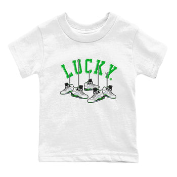 AJ5 Retro Lucky Green shirt to match jordans Hanging Sneakers sneaker tees Air Jordan 5 Retro Lucky Green SNRT Sneaker Tees Casual Crew Neck T-Shirt Baby Toddler White 2 T-Shirt