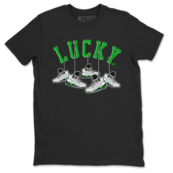 AJ5 Retro Lucky Green shirt to match jordans Hanging Sneakers sneaker tees Air Jordan 5 Retro Lucky Green SNRT Sneaker Tees Casual Crew Neck T-Shirt Unisex Black 2 T-Shirt