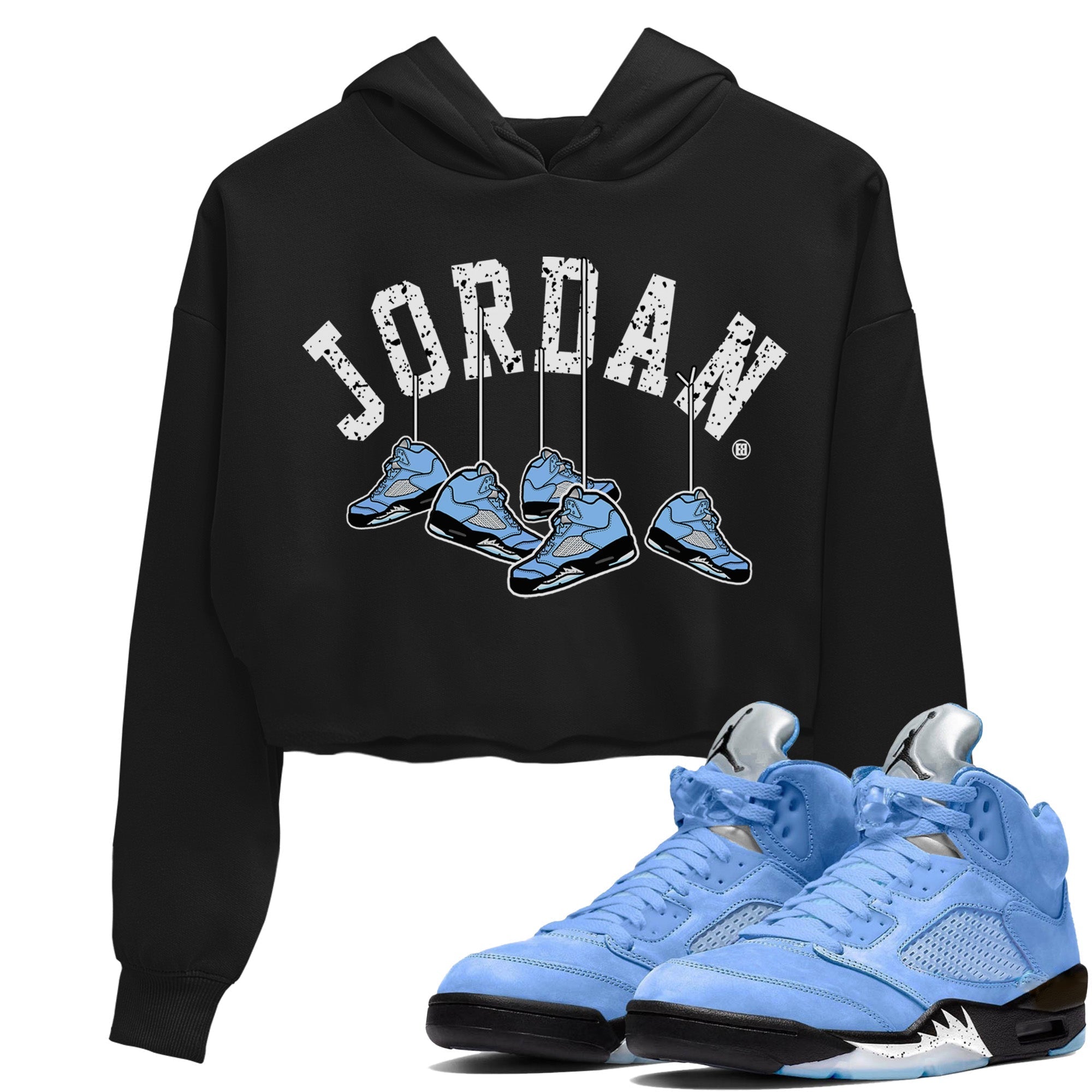 Jordan 5 UNC Sneaker Match Tees Hanging Sneakers Sneaker Tees Jordan 5 UNC Sneaker Release Tees Women's Shirts