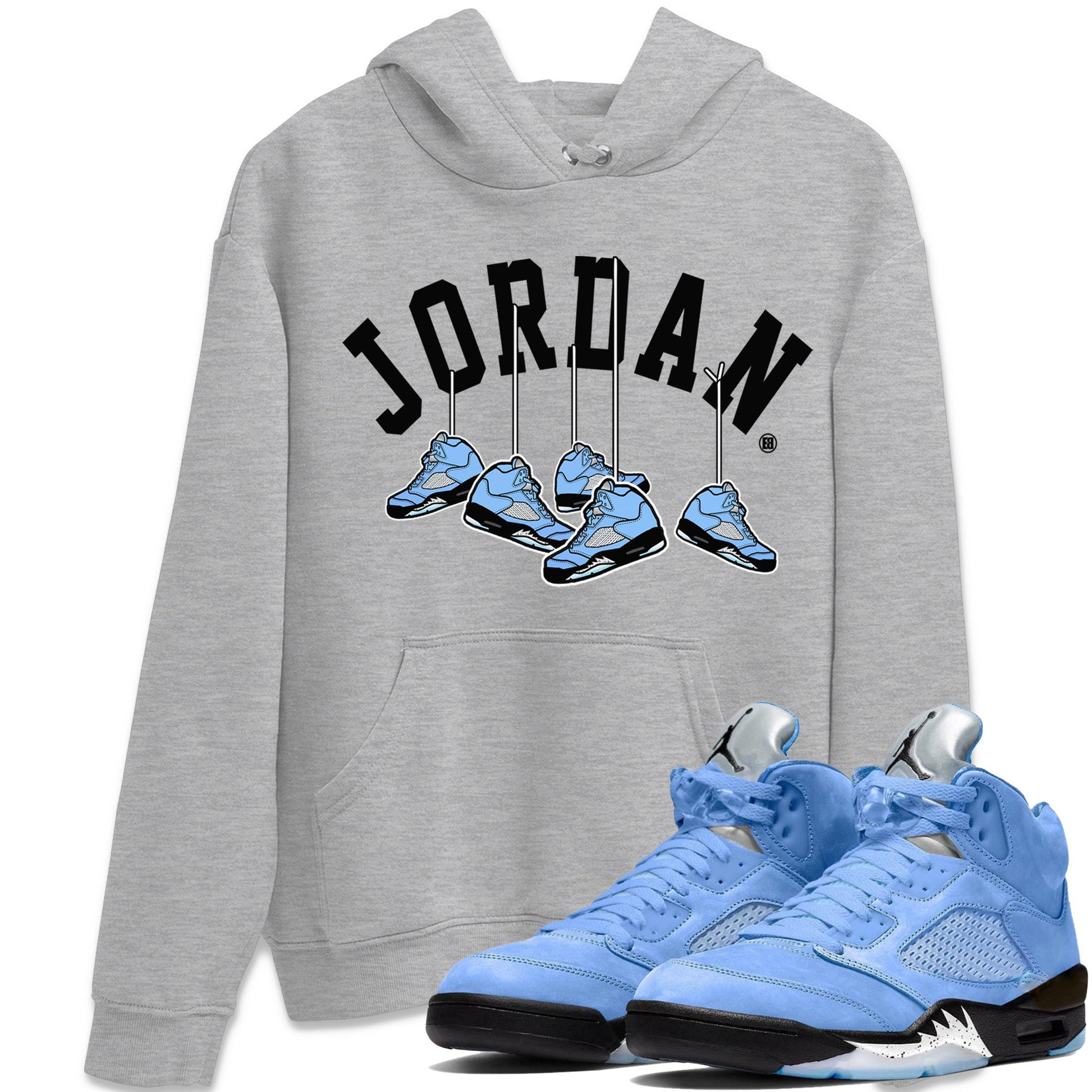 Jordan 5 UNC Sneaker Match Tees Hanging Sneakers Sneaker Tees Jordan 5 UNC SNRT Sneaker Tees Unisex Shirts