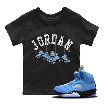 Jordan 5 UNC Sneaker Match Tees Hanging Sneakers Sneaker Tees Jordan 5 UNC Sneaker Release Tees Kids Shirts
