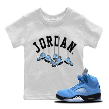 Jordan 5 UNC Sneaker Match Tees Hanging Sneakers Sneaker Tees Jordan 5 UNC Sneaker Release Tees Kids Shirts