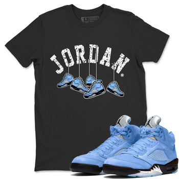 Jordan 5 UNC Sneaker Match Tees Hanging Sneakers Sneaker Tees Jordan 5 UNC SNRT Sneaker Tees Unisex Shirts