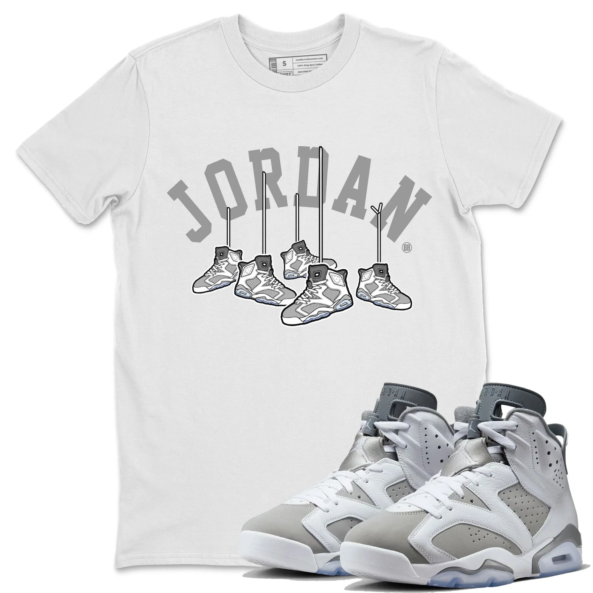 Jordan 6 Cool Grey Sneaker Match Tees Hanging Sneakers Sneaker Tees Jordan 6 Cool Grey Sneaker Release Tees Unisex Shirts