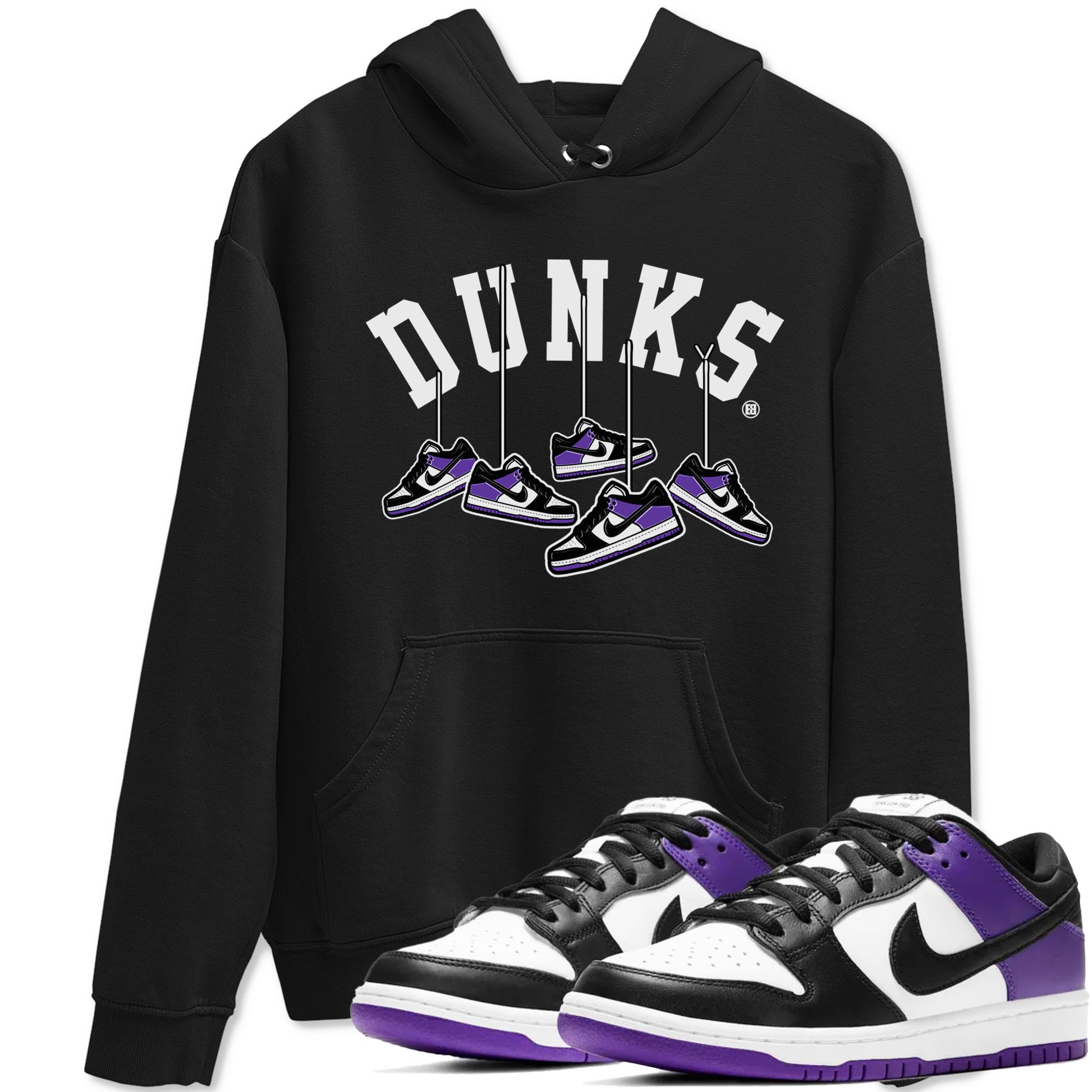 Nike SB Dunk Low Court Purple Shirt To Match Jordans Hanging Sneakers Streetwear Fashion Dunk Low Court Purple SNRT Sneaker Release Tees unisex cotton Black 1 crew neck shirt