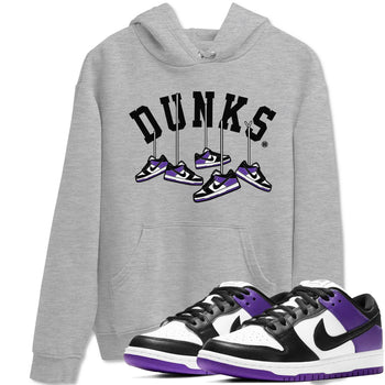 Nike SB Dunk Low Court Purple Shirt To Match Jordans Hanging Sneakers Streetwear Fashion Dunk Low Court Purple SNRT Sneaker Release Tees unisex cotton Heather Grey 1 crew neck shirt