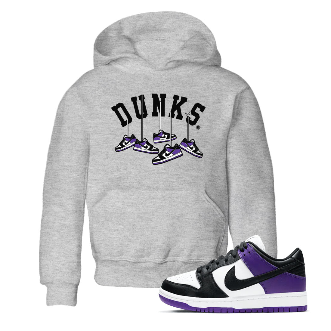 Nike SB Dunk Low Court Purple Shirt To Match Jordans Hanging Sneakers Streetwear Fashion Dunk Low Court Purple SNRT sneaker release tees baby toddler Heather Grey 1 cotton Shirt