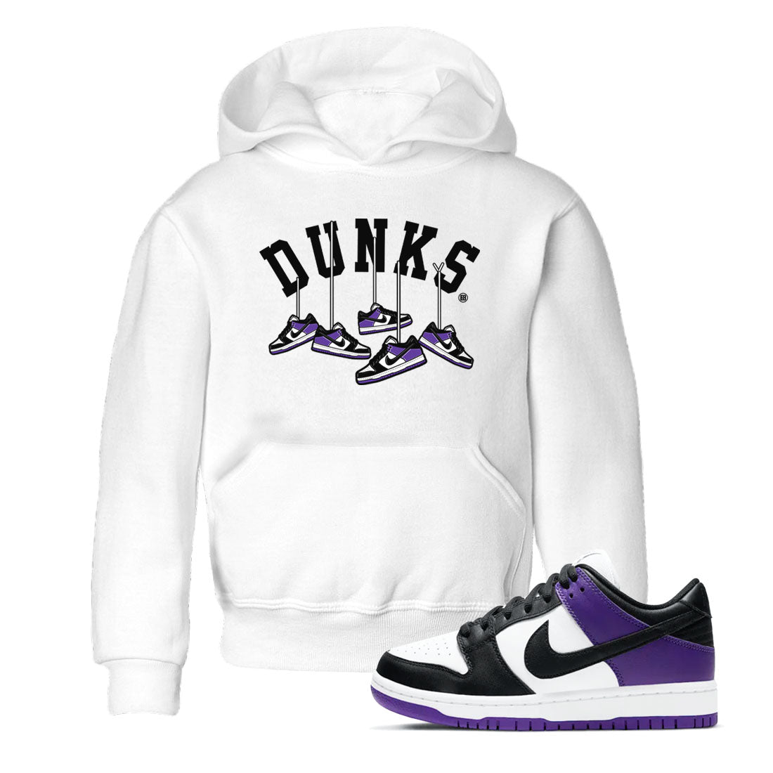 Nike SB Dunk Low Court Purple Shirt To Match Jordans Hanging Sneakers Streetwear Fashion Dunk Low Court Purple SNRT sneaker release tees baby toddler White 1 cotton Shirt