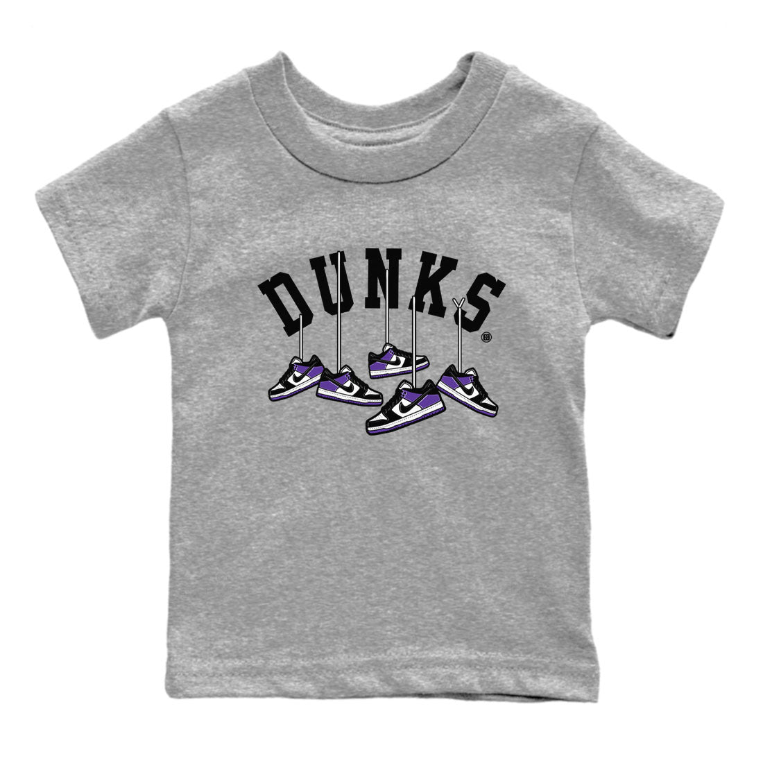 Nike SB Dunk Low Court Purple Shirt To Match Jordans Hanging Sneakers Streetwear Fashion Dunk Low Court Purple SNRT sneaker release tees baby toddler Heather Grey 2 cotton Shirt