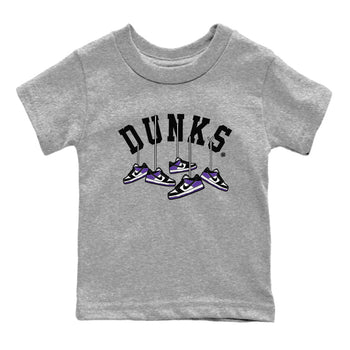 Nike SB Dunk Low Court Purple Shirt To Match Jordans Hanging Sneakers Streetwear Fashion Dunk Low Court Purple SNRT sneaker release tees baby toddler Heather Grey 2 cotton Shirt