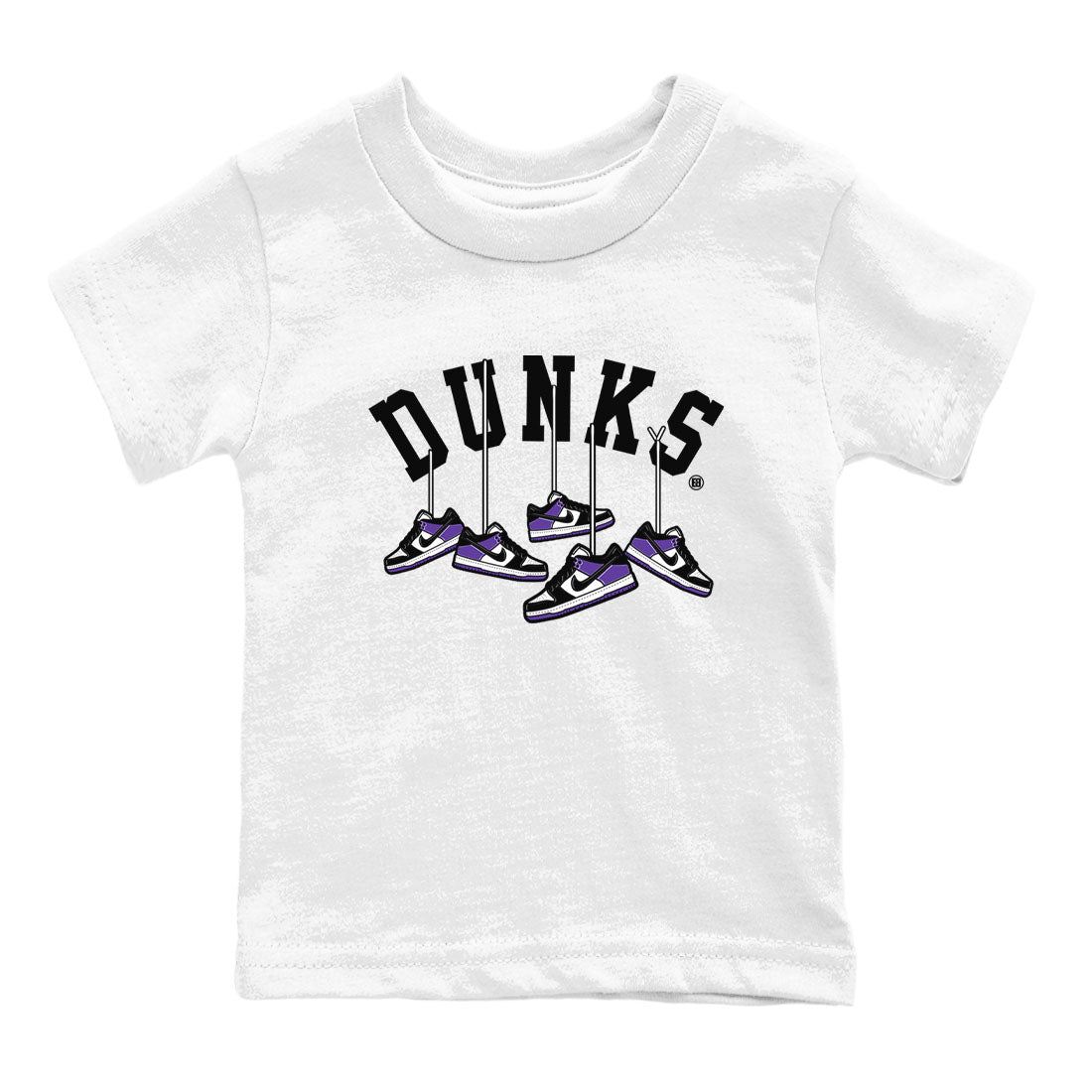 Nike SB Dunk Low Court Purple Shirt To Match Jordans Hanging Sneakers Streetwear Fashion Dunk Low Court Purple SNRT sneaker release tees baby toddler White 2 cotton Shirt