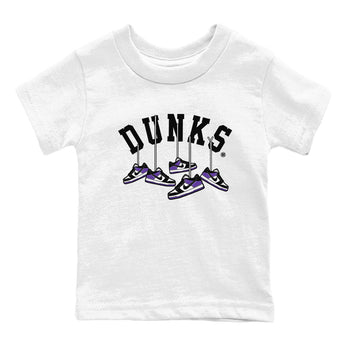 Nike SB Dunk Low Court Purple Shirt To Match Jordans Hanging Sneakers Streetwear Fashion Dunk Low Court Purple SNRT sneaker release tees baby toddler White 2 cotton Shirt